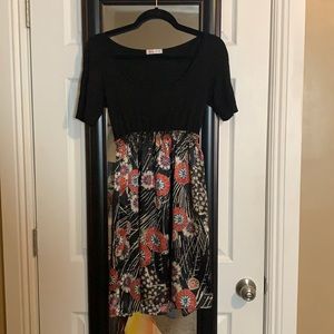 Glam Half-Fabric and Half-Satiny Patterned Dress